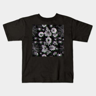 Glitch Spiderwebs Floral Kids T-Shirt